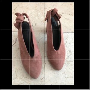 COS Pink Sueded Bow Tie Back